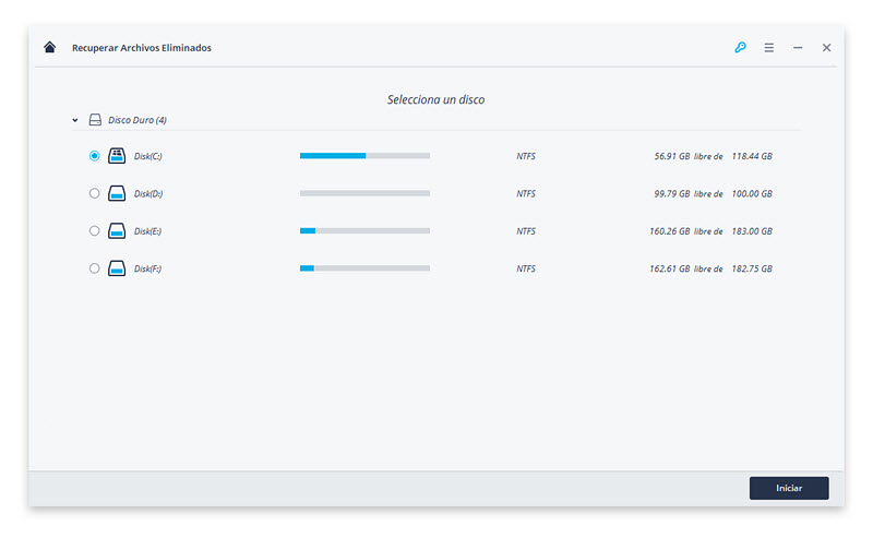 seleect a disk to start finding data