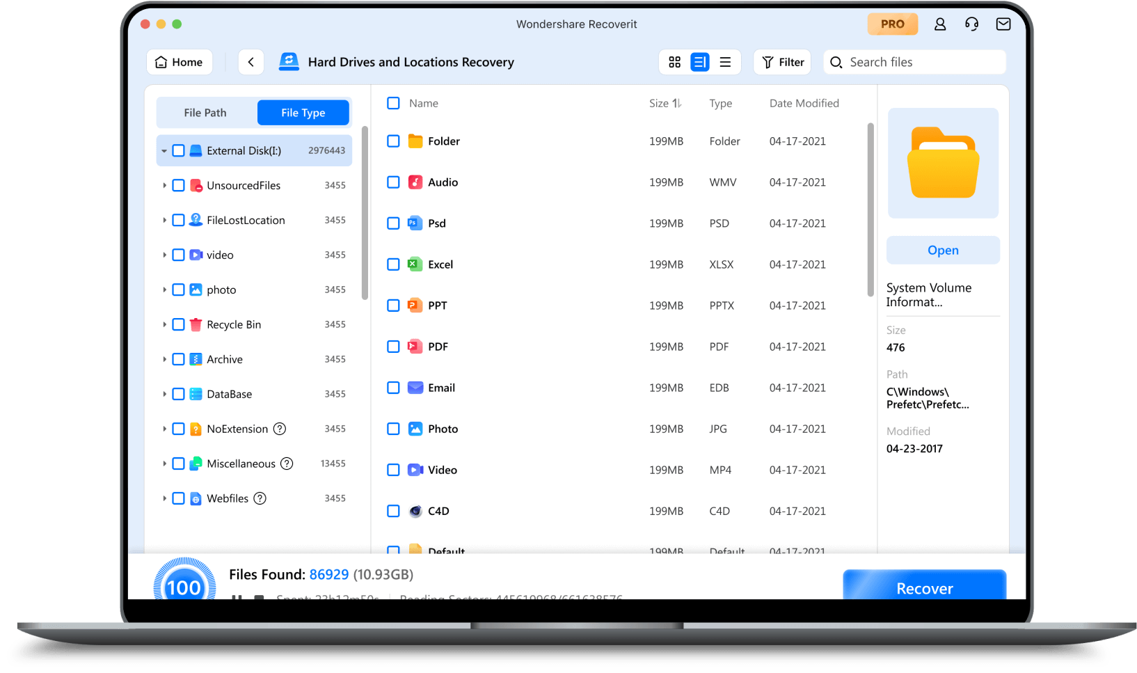 recuperación de datos mac paso 2 - escanea los archivos