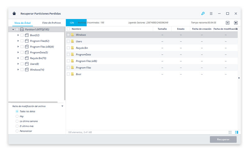 scan and search lost partition