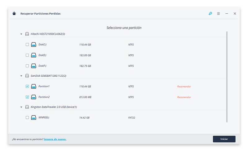 select a partition