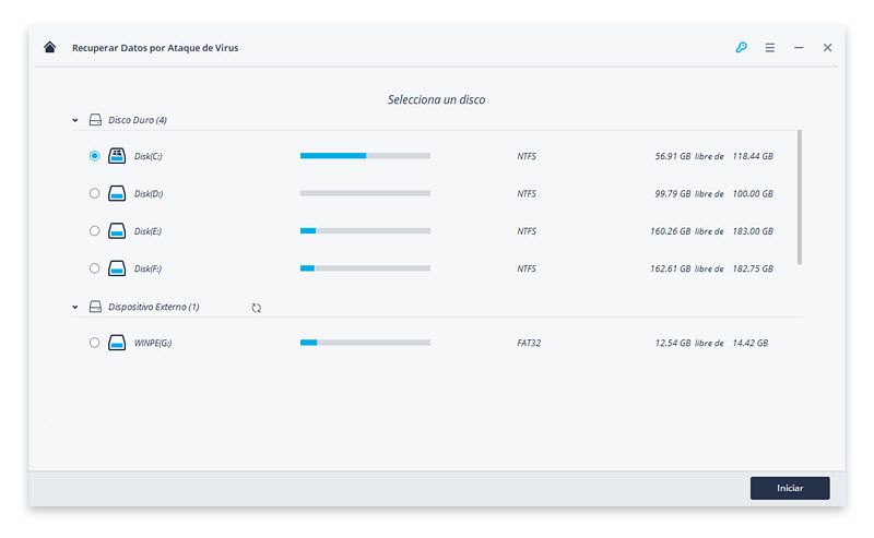 select a disk attacked by virus