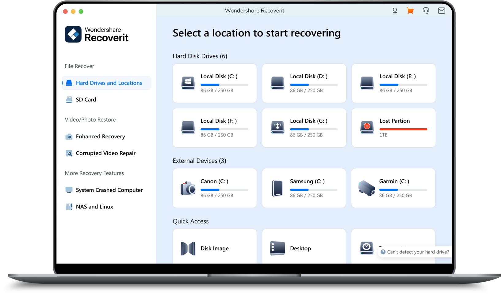 récupération de données mac étape 1 - sélection de l'emplacement du fichier