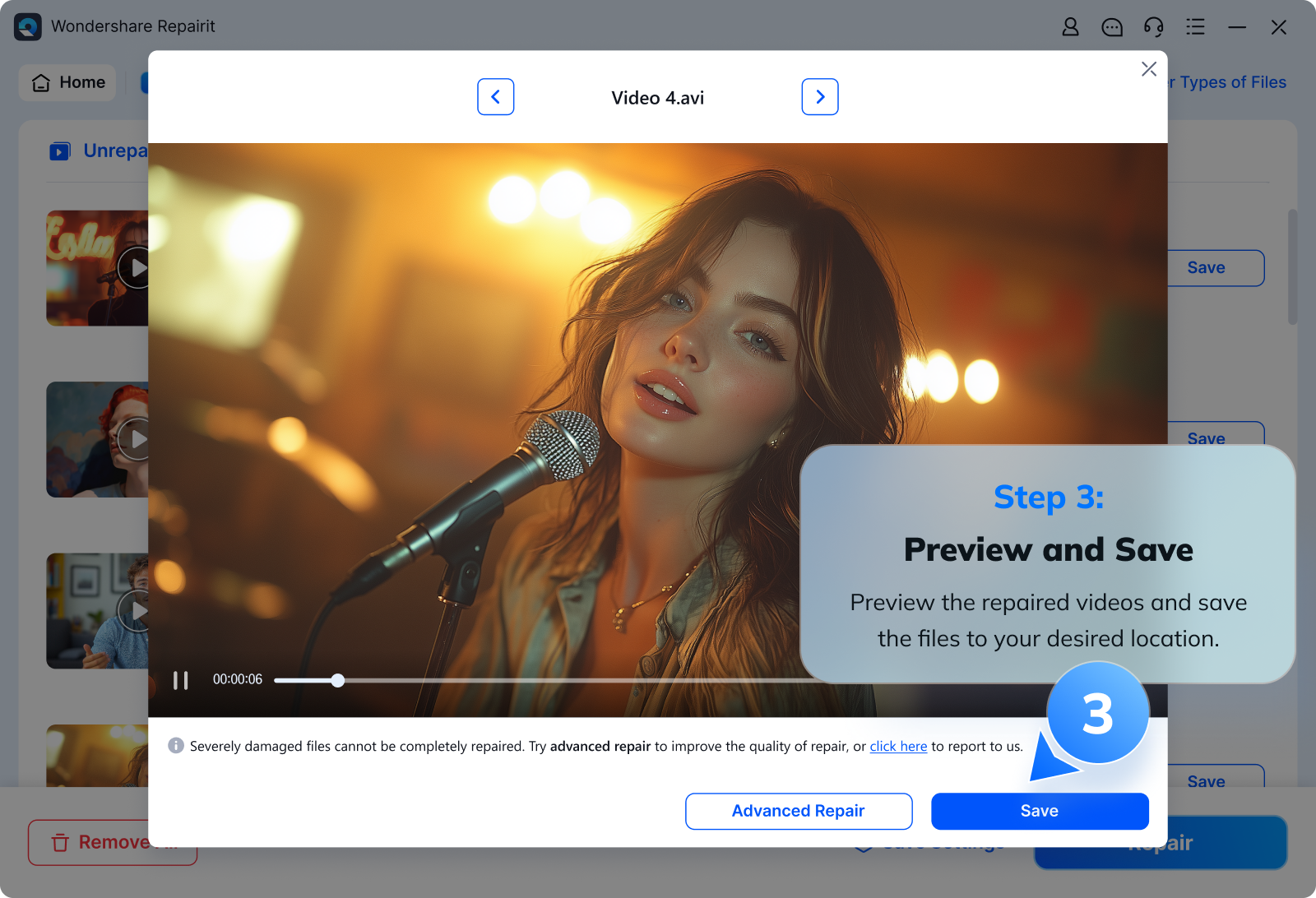 check your lost files to recover