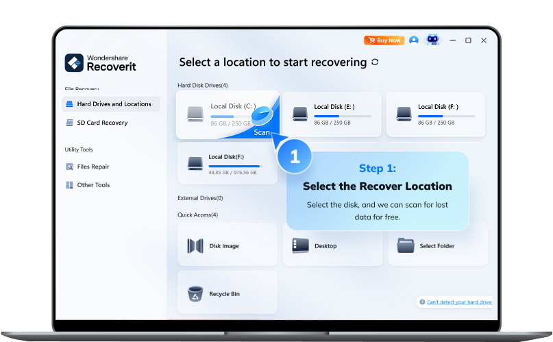 mac data recovery step 1 - select file location