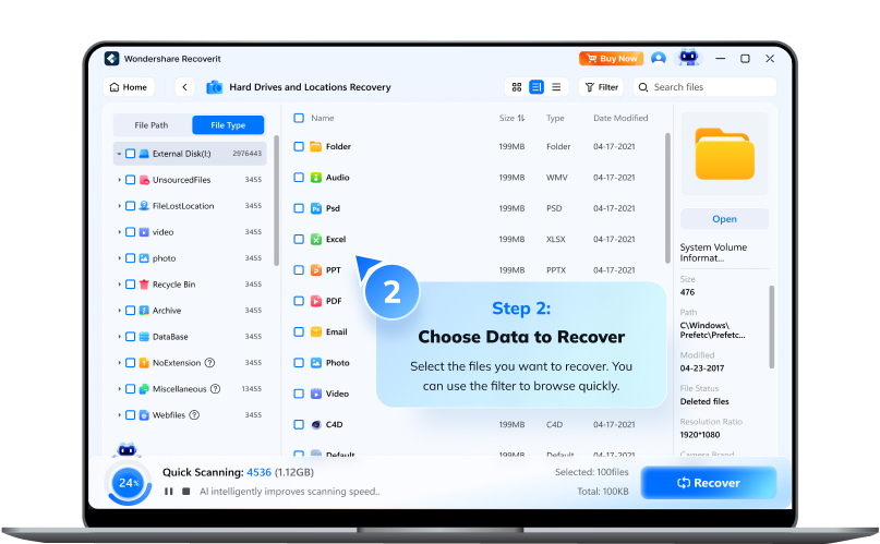 mac data recovery step 2 - scan the files