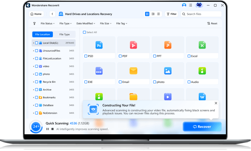 mac data recovery step 2 - scan the files